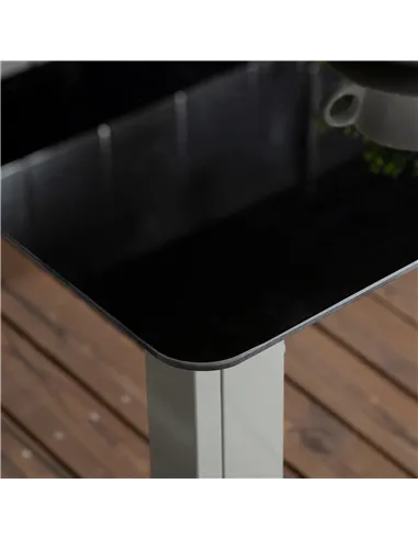 Outsunny 7 Piece Garden Dining Set, Outdoor Table and 6  Folding and Reclining Chairs, Aluminium Frame, Tempered Glass Top Table