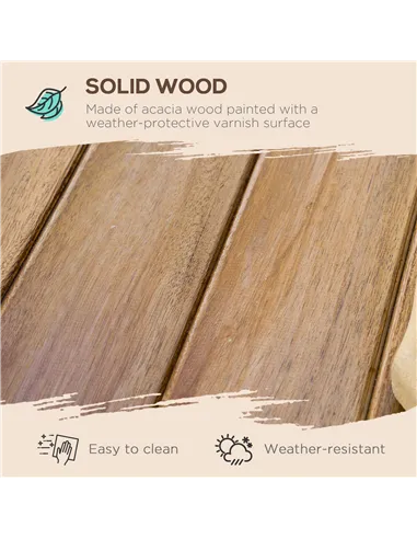 Outsunny 3 Pieces Picnic Bench Set with Table and 2 Benches, Acacia wood Dining Trestle Beer Table and Seat,  Natural Wood Finis