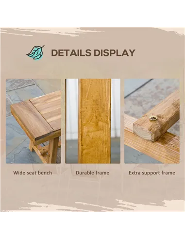 Outsunny 3 Pieces Picnic Bench Set with Table and 2 Benches, Acacia wood Dining Trestle Beer Table and Seat,  Natural Wood Finis