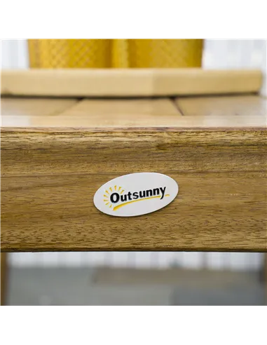 Outsunny 3 Pieces Picnic Bench Set with Table and 2 Benches, Acacia wood Dining Trestle Beer Table and Seat,  Natural Wood Finis