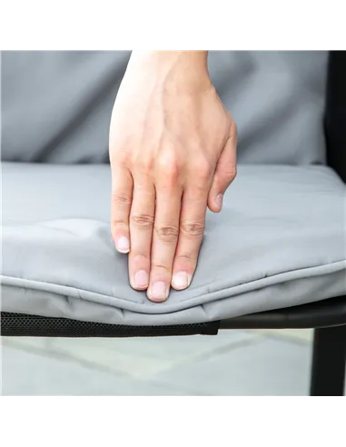 Outsunny 5 Pieces Outdoor Square Garden Dining Set w/ Tempered Glass Dining Table 4 Cushioned Armchairs, Umbrella Hole, Grey