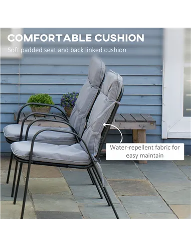 Outsunny Seven-Piece Garden Dining Set with Cushions - Grey