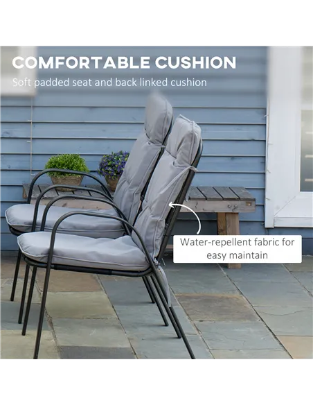 Outsunny Seven-Piece Garden Dining Set with Cushions - Grey