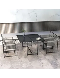 Outsunny Five-Piece Metal Dining Set, with Folding Back Chairs, Light Grey 2
