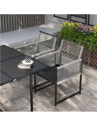 Outsunny Five-Piece Metal Dining Set, with Folding Back Chairs, Light Grey