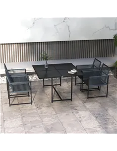 Outsunny Five-Piece Metal Dining Set, with Folding Back Chairs, Dark Grey 2