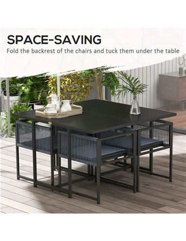 Outsunny Five-Piece Metal Dining Set, with Folding Back Chairs, Dark Grey