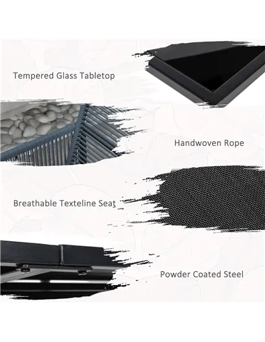 Outsunny Five-Piece Metal Dining Set, with Folding Back Chairs, Dark Grey