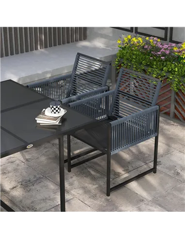 Outsunny Five-Piece Metal Dining Set, with Folding Back Chairs, Dark Grey