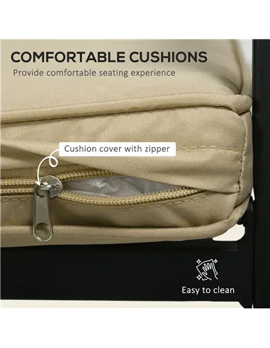 Outsunny 5 Pieces Garden Dining Set with Cushions, Outdoor Patio Table and 4 Stackable Chairs, Metal Top Table with Umbrella Hol