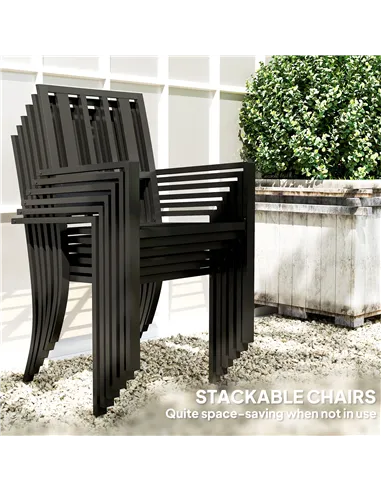 Outsunny 7 Pieces Garden Table and Chairs 6 Seater Outdoor Table and Chairs with Umbrella Hole, for Poolside, Garden, Black