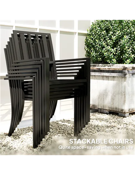 Outsunny 7 Pieces Garden Table and Chairs 6 Seater Outdoor Table and Chairs with Umbrella Hole, for Poolside, Garden, Black
