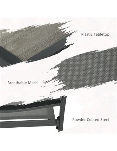 Outsunny Seven-Piece Casual Outdoor Dining Set, with Wood-Effect Table - Grey