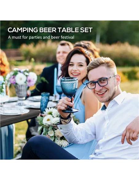 Outsunny Folding Picnic Table with 2 Benches, 3-Piece Portable Garden Furniture Set for 4, Dining Table Set with Plastic Top, St