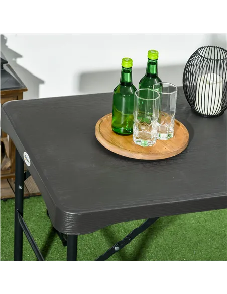 Outsunny Folding Picnic Table with 2 Benches, 3-Piece Portable Garden Furniture Set for 4, Dining Table Set with Plastic Top, St