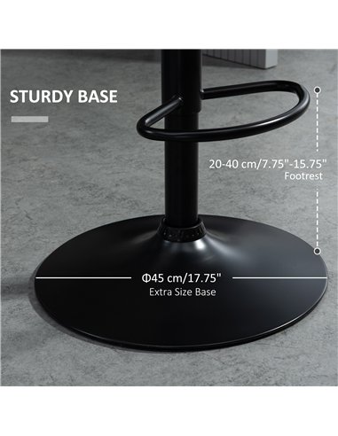 HOMCOM Bar Stools Set Of 2, Luxurious Velvet-Touch Barstools with Metal Frame Footrest Round Base Triangle Indenting Moulded Sea