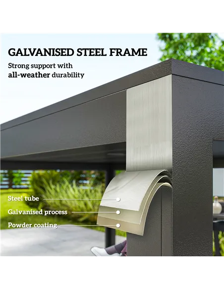 Outsunny Seven-Piece Minimal Metal Garden Dining Set, with Parasol Hole - Black