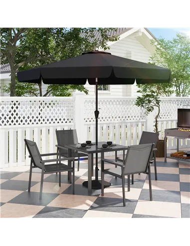 Outsunny Five-Piece Metal Dining Set, with Glass-Top Table - Grey