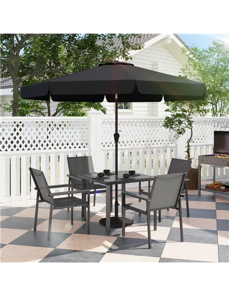 Outsunny Five-Piece Metal Dining Set, with Glass-Top Table - Grey