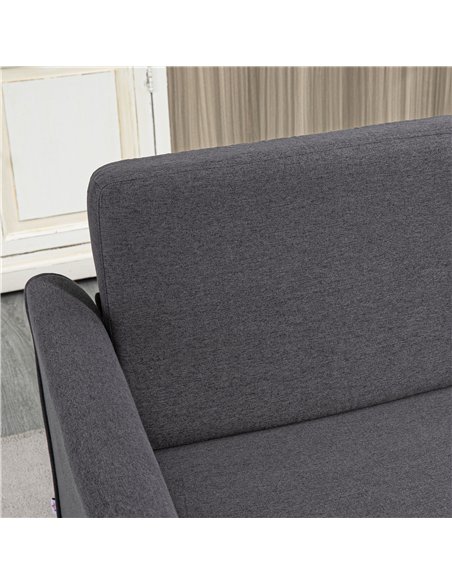 HOMCOM Compact Loveseat Sofa, Modern 2 Seater Sofa for Living Room with Wood Legs and Armrests, Dark Grey