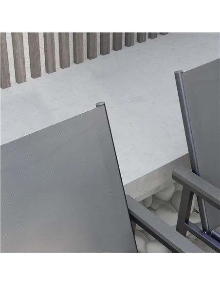 Outsunny Five-Piece Metal Dining Set, with Glass-Top Table - Grey