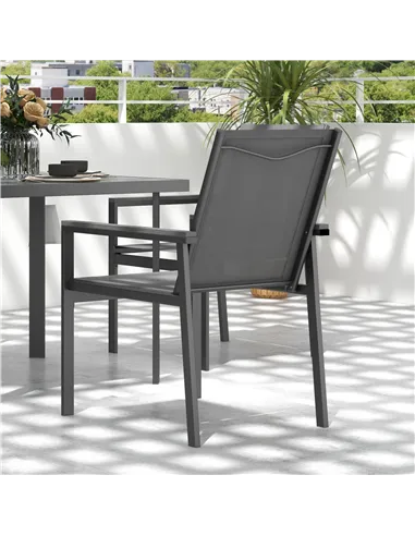 Outsunny Five-Piece Metal Dining Set, with Glass-Top Table - Grey
