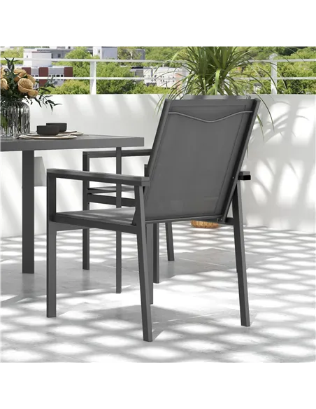 Outsunny Five-Piece Metal Dining Set, with Glass-Top Table - Grey