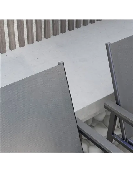 Outsunny Seven-Piece Metal Dining Set, with Glass-Top Table - Grey