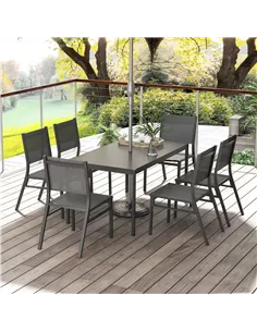Outsunny Seven-Piece Steel Dining Set, with Aluminium-Top Table 2