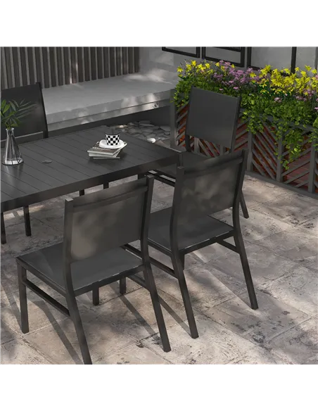 Outsunny Seven-Piece Steel Dining Set, with Aluminium-Top Table