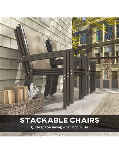 Outsunny Seven-Piece Garden Dining Set, with Plastic Wood-Top Table - Brown