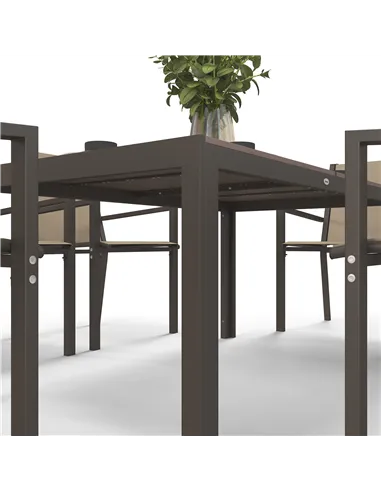 Outsunny Seven-Piece Garden Dining Set, with Plastic Wood-Top Table - Brown