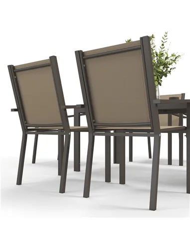 Outsunny Seven-Piece Garden Dining Set, with Plastic Wood-Top Table - Brown