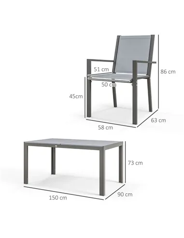 Outsunny Seven-Piece Garden Dining Set, with Plastic Wood-Top Table - Grey