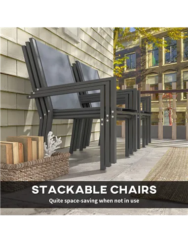 Outsunny Seven-Piece Garden Dining Set, with Plastic Wood-Top Table - Grey