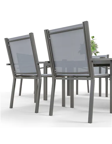 Outsunny Seven-Piece Garden Dining Set, with Plastic Wood-Top Table - Grey