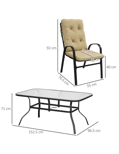 Outsunny Seven-Piece Garden Dining Set with Cushions - Beige