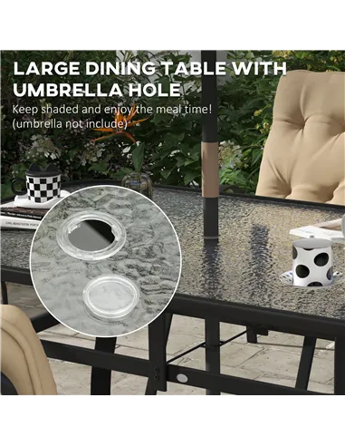Outsunny Seven-Piece Garden Dining Set with Cushions - Beige