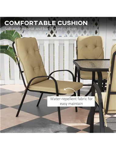 Outsunny Seven-Piece Garden Dining Set with Cushions - Beige