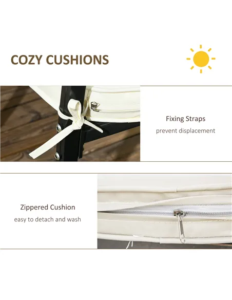 Outsunny Cast Aluminium 4 Seater Outdoor Dining Set with Cushions Parasol Hole Black