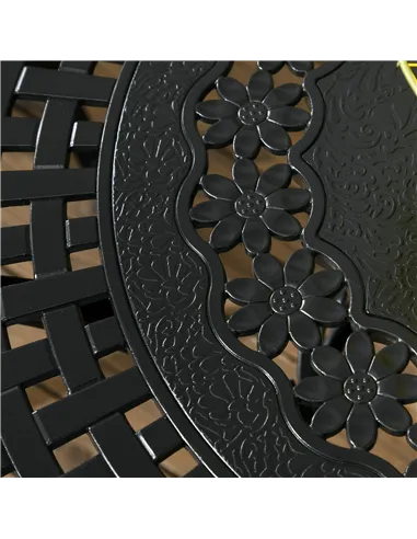 Outsunny Cast Aluminium 4 Seater Outdoor Dining Set with Cushions Parasol Hole Black