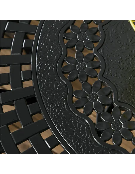 Outsunny Cast Aluminium 4 Seater Outdoor Dining Set with Cushions Parasol Hole Black