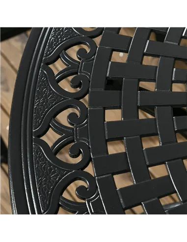 Outsunny Cast Aluminium 4 Seater Outdoor Dining Set with Cushions Parasol Hole Black