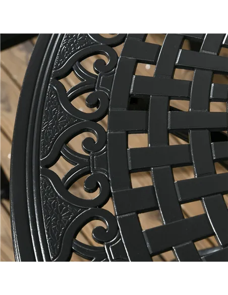 Outsunny Cast Aluminium 4 Seater Outdoor Dining Set with Cushions Parasol Hole Black