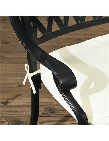 Outsunny Cast Aluminium 4 Seater Outdoor Dining Set with Cushions Parasol Hole Black