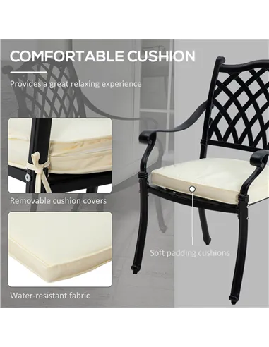 Outsunny 7 Pieces Aluminium Patio Dining Set with Umbrella Hole Black