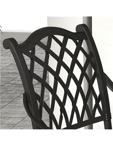 Outsunny 7 Pieces Aluminium Patio Dining Set with Umbrella Hole Black