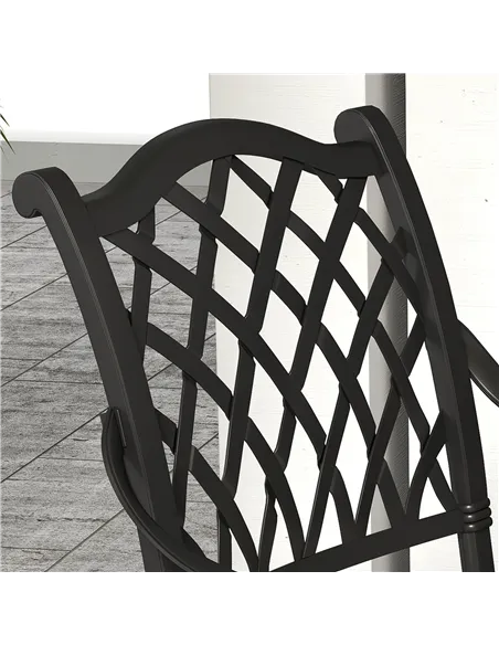 Outsunny 7 Pieces Aluminium Patio Dining Set with Umbrella Hole Black