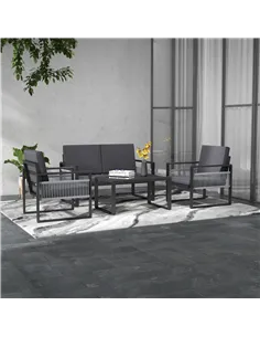 Outsunny Four-Piece Aluminium Garden Dining Set, with Cushions 2