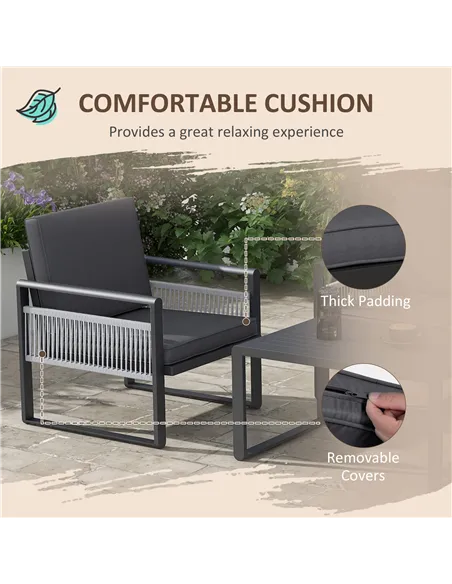 Outsunny Four-Piece Aluminium Garden Dining Set, with Cushions